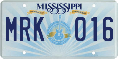 MS license plate MRK016