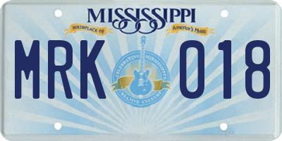 MS license plate MRK018