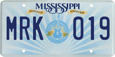 MS license plate MRK019