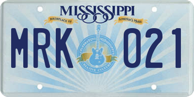 MS license plate MRK021