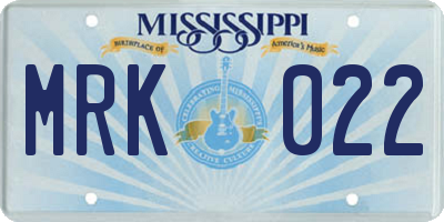 MS license plate MRK022