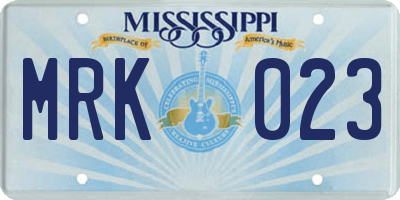 MS license plate MRK023