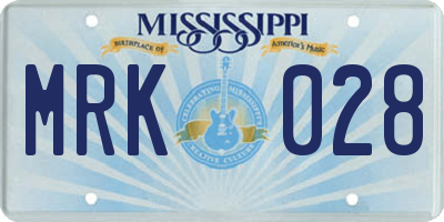 MS license plate MRK028