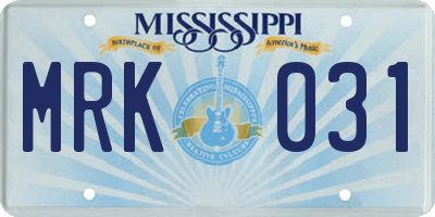 MS license plate MRK031
