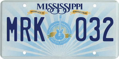 MS license plate MRK032