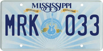 MS license plate MRK033