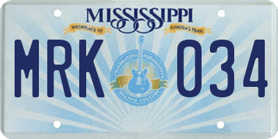 MS license plate MRK034