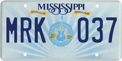 MS license plate MRK037