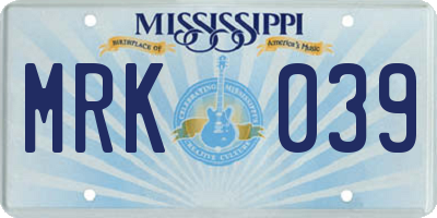 MS license plate MRK039