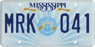 MS license plate MRK041