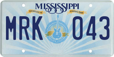 MS license plate MRK043