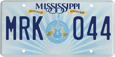 MS license plate MRK044