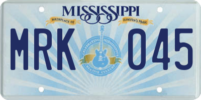 MS license plate MRK045