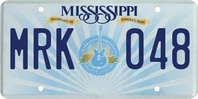 MS license plate MRK048