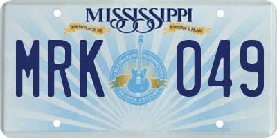 MS license plate MRK049