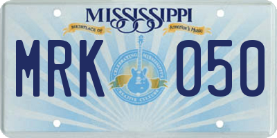 MS license plate MRK050