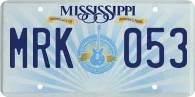 MS license plate MRK053