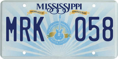 MS license plate MRK058