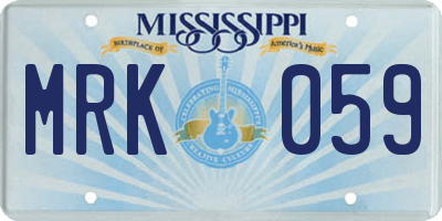MS license plate MRK059
