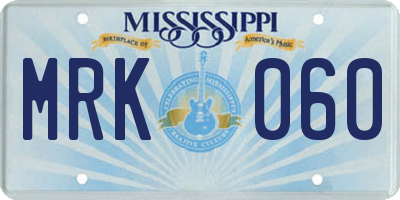 MS license plate MRK060