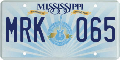 MS license plate MRK065