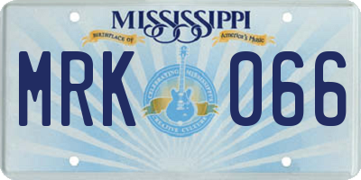 MS license plate MRK066