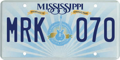 MS license plate MRK070