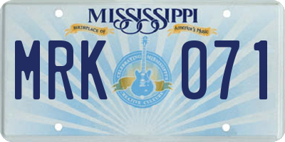 MS license plate MRK071