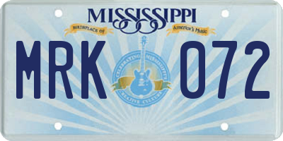 MS license plate MRK072