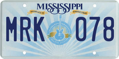 MS license plate MRK078