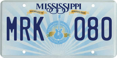 MS license plate MRK080