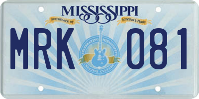 MS license plate MRK081