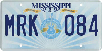 MS license plate MRK084