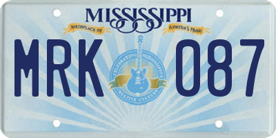 MS license plate MRK087
