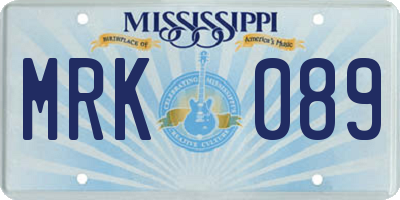 MS license plate MRK089