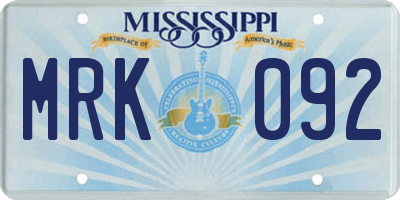 MS license plate MRK092