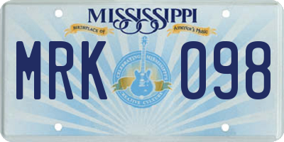 MS license plate MRK098
