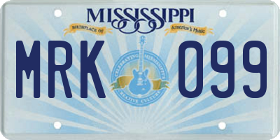 MS license plate MRK099