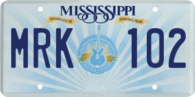 MS license plate MRK102