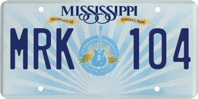 MS license plate MRK104