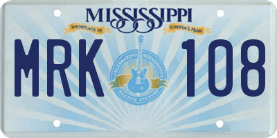 MS license plate MRK108