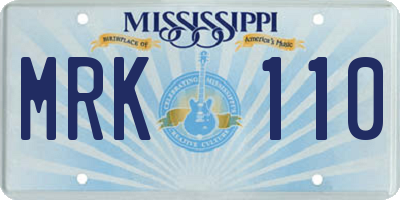 MS license plate MRK110
