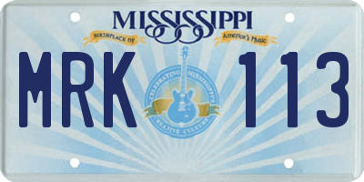 MS license plate MRK113