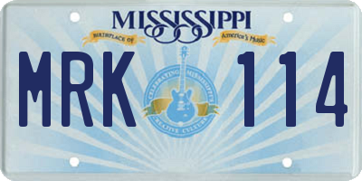 MS license plate MRK114