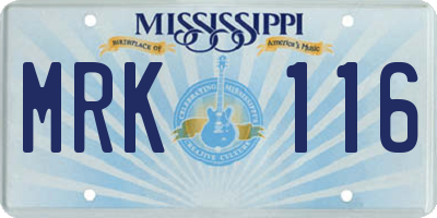 MS license plate MRK116