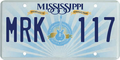 MS license plate MRK117