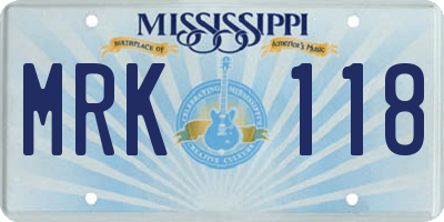 MS license plate MRK118