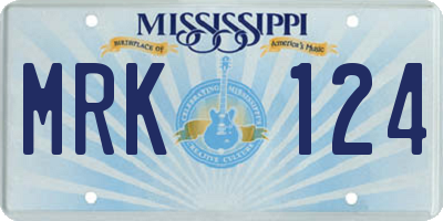 MS license plate MRK124