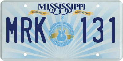 MS license plate MRK131