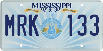 MS license plate MRK133